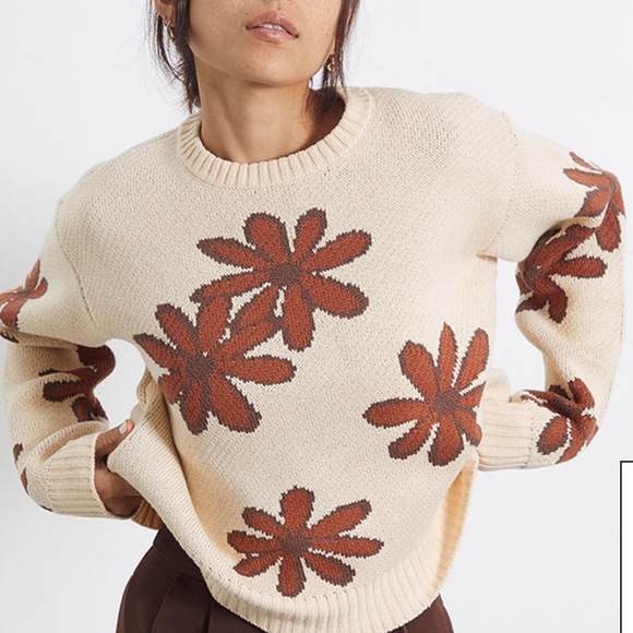 L.A Hearts cream brown retro flowers - Picture 1 of 8